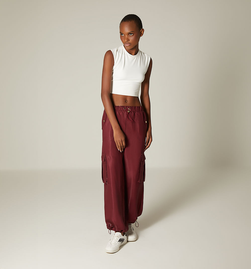 Pantalon tiro alto con elastico