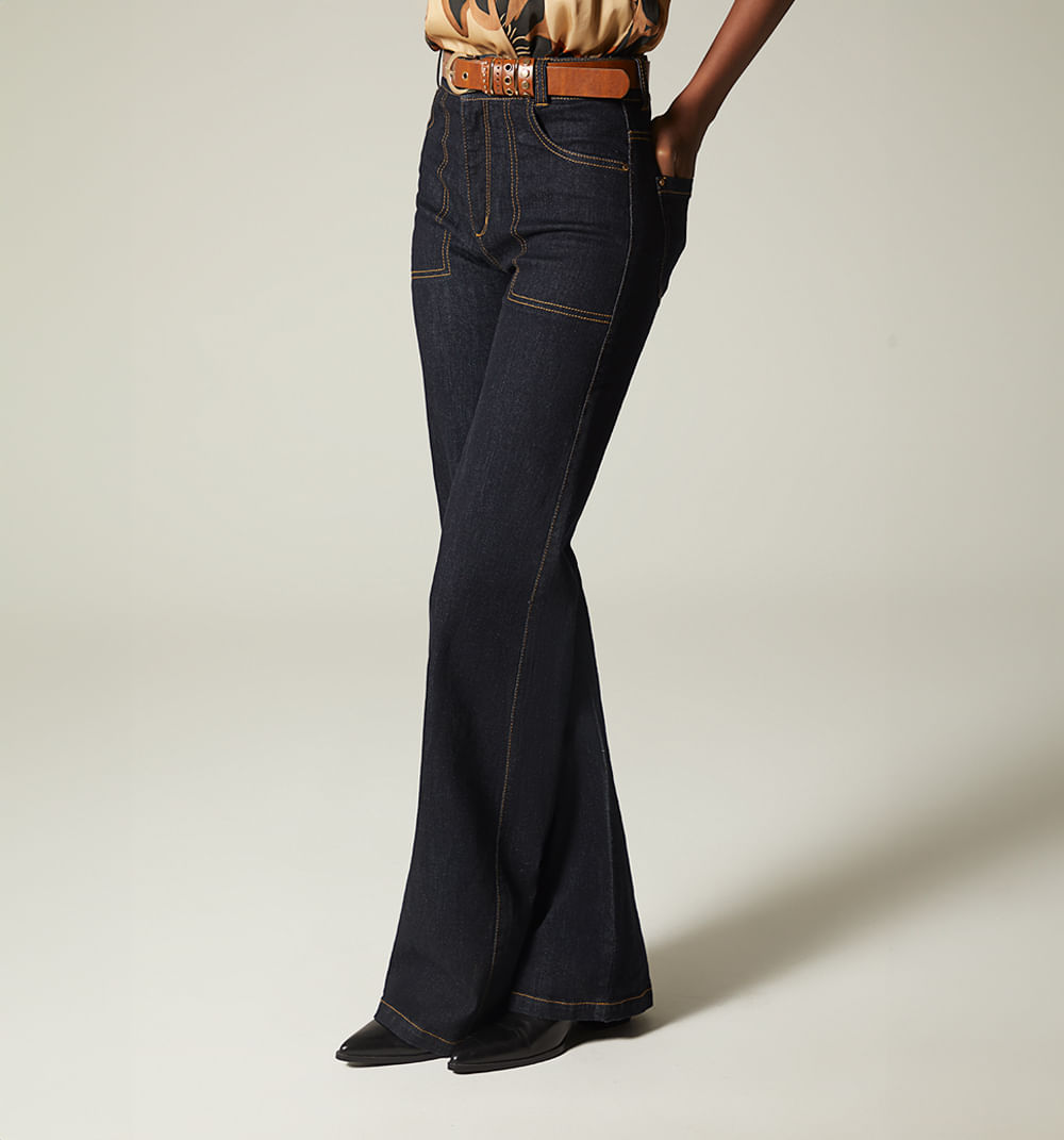 Jean  bota campana tiro alto correa