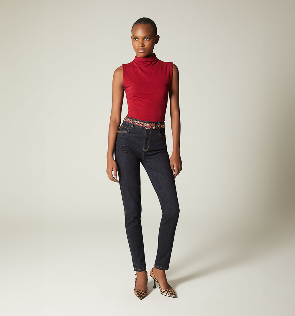 Jean skinny tiro super alto correa
