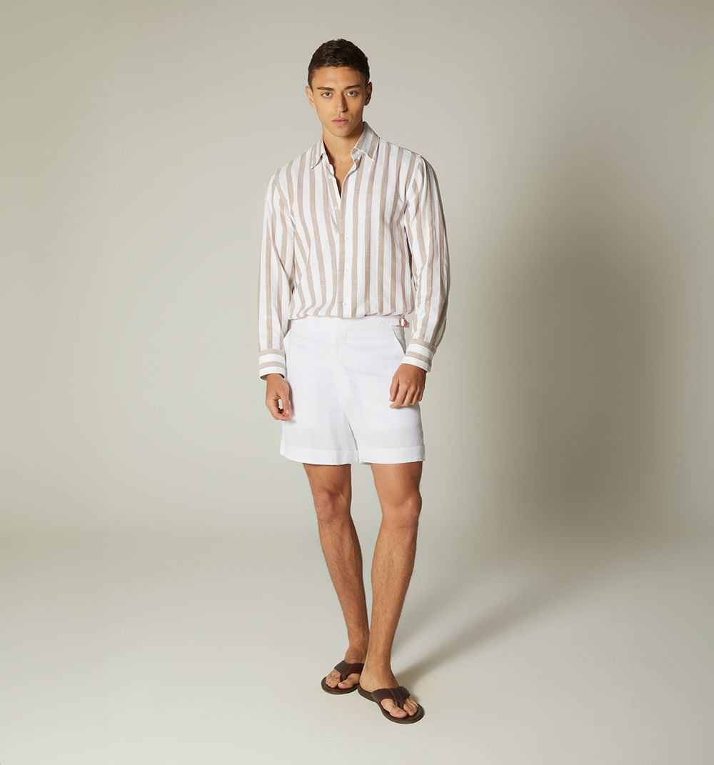Camisa de lino para hombre de rayas x li