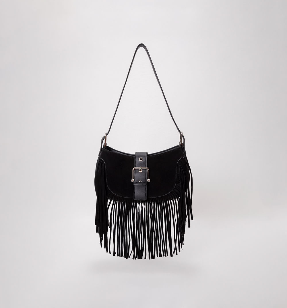 Bolso de hombro con flecos