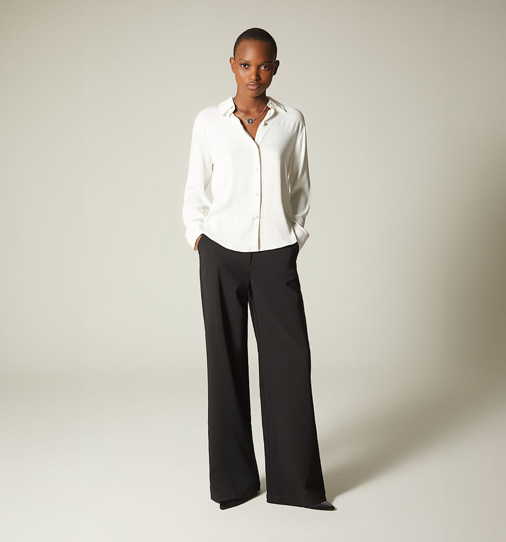 Pantalon palazzo tiro super alto con det