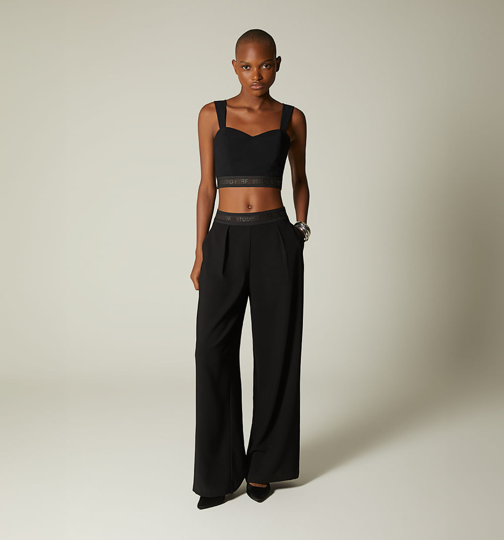 Blusa crop de tiras anchas con terminaci