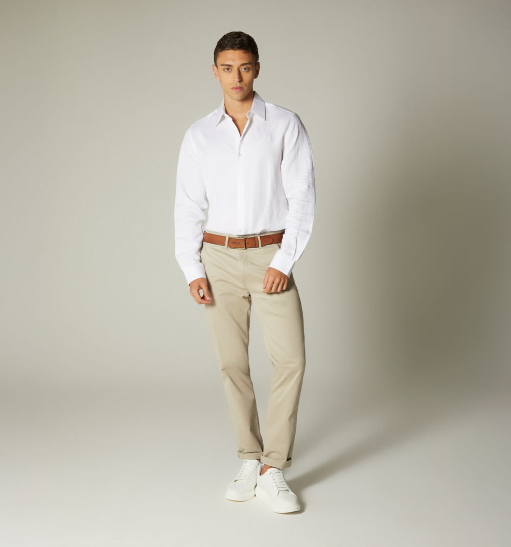 Camisa para hombre de lino manga larga