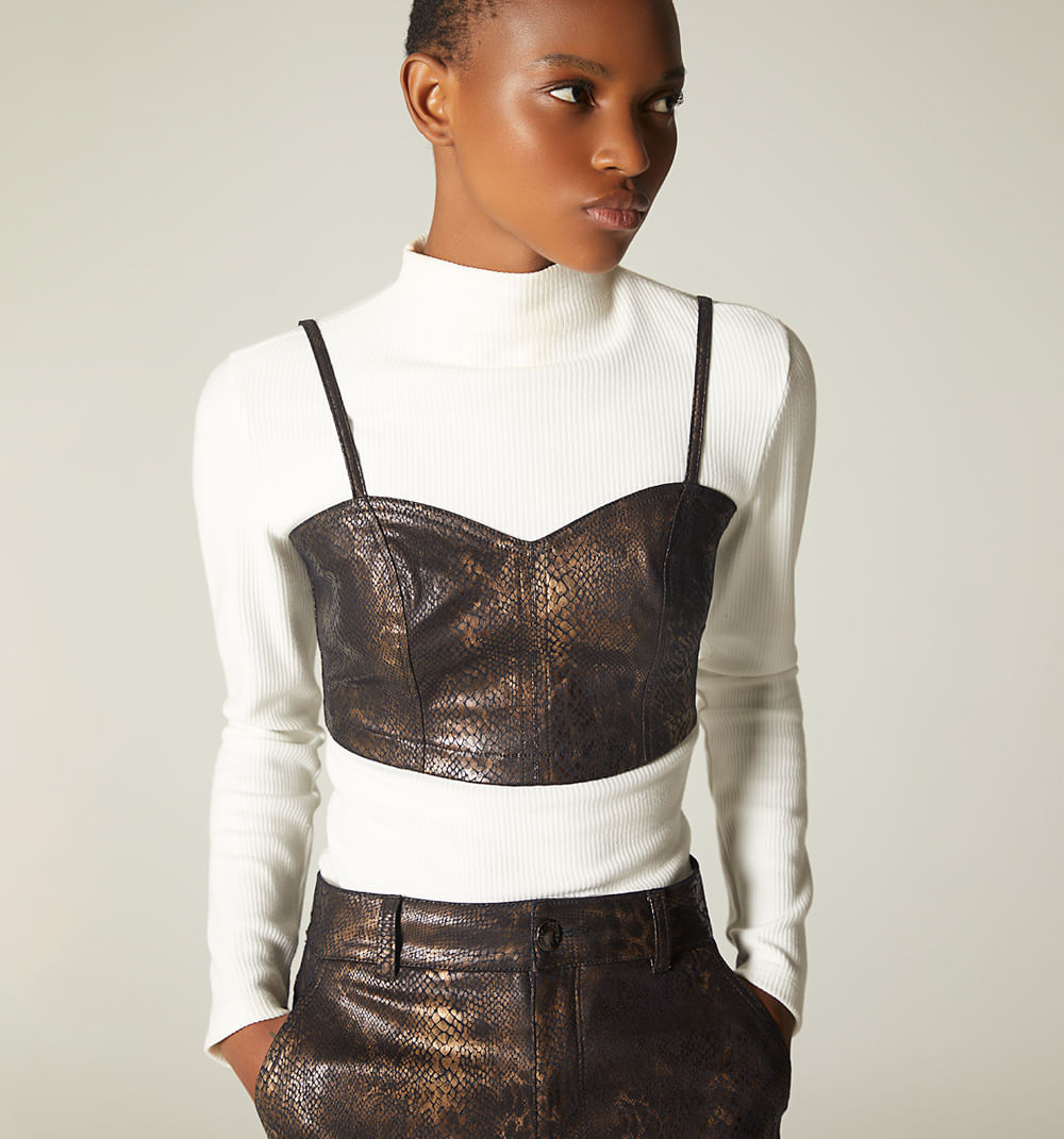 Blusa crop top de tiras en piton para mu