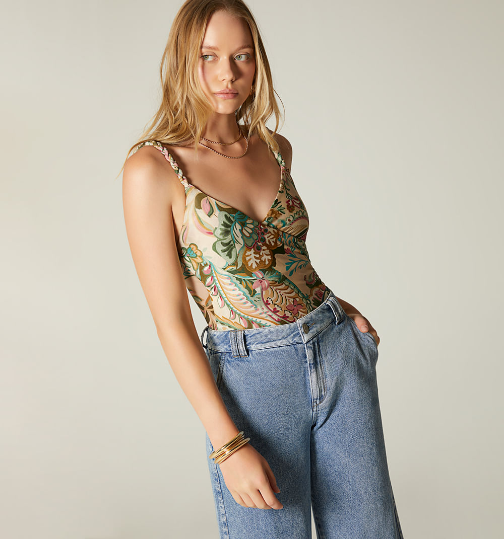 Body de tiras con escote cruzado