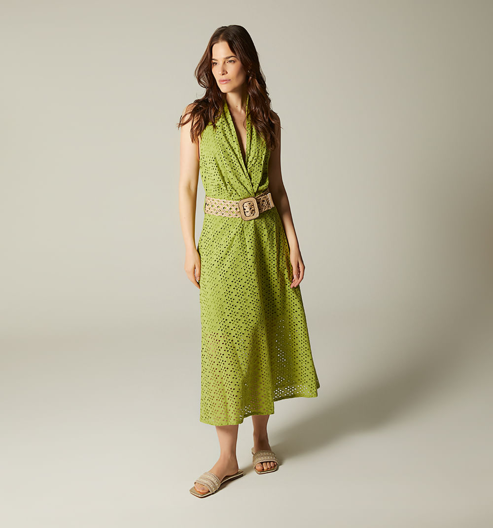Vestido midi escote profundo con prense