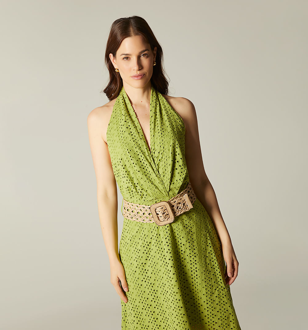 Vestido midi escote profundo con prense
