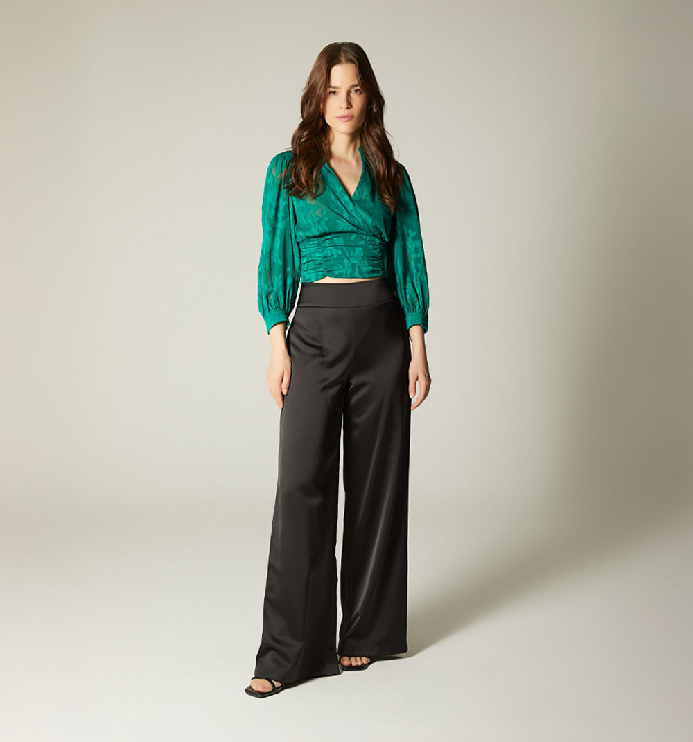 Blusa manga bombacha con frente cruzado