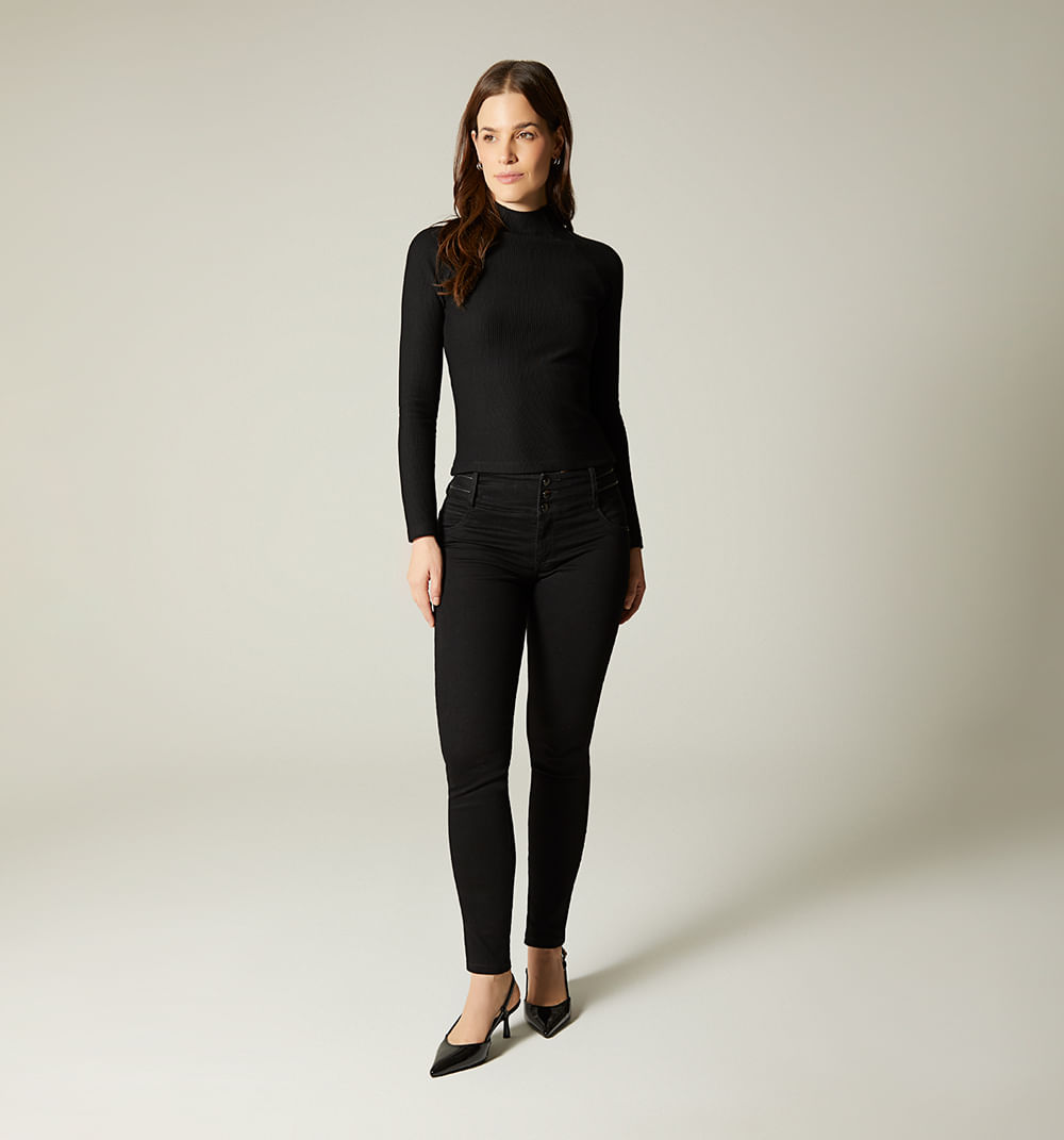 Jean ultraslim tiro medio pretina con vi