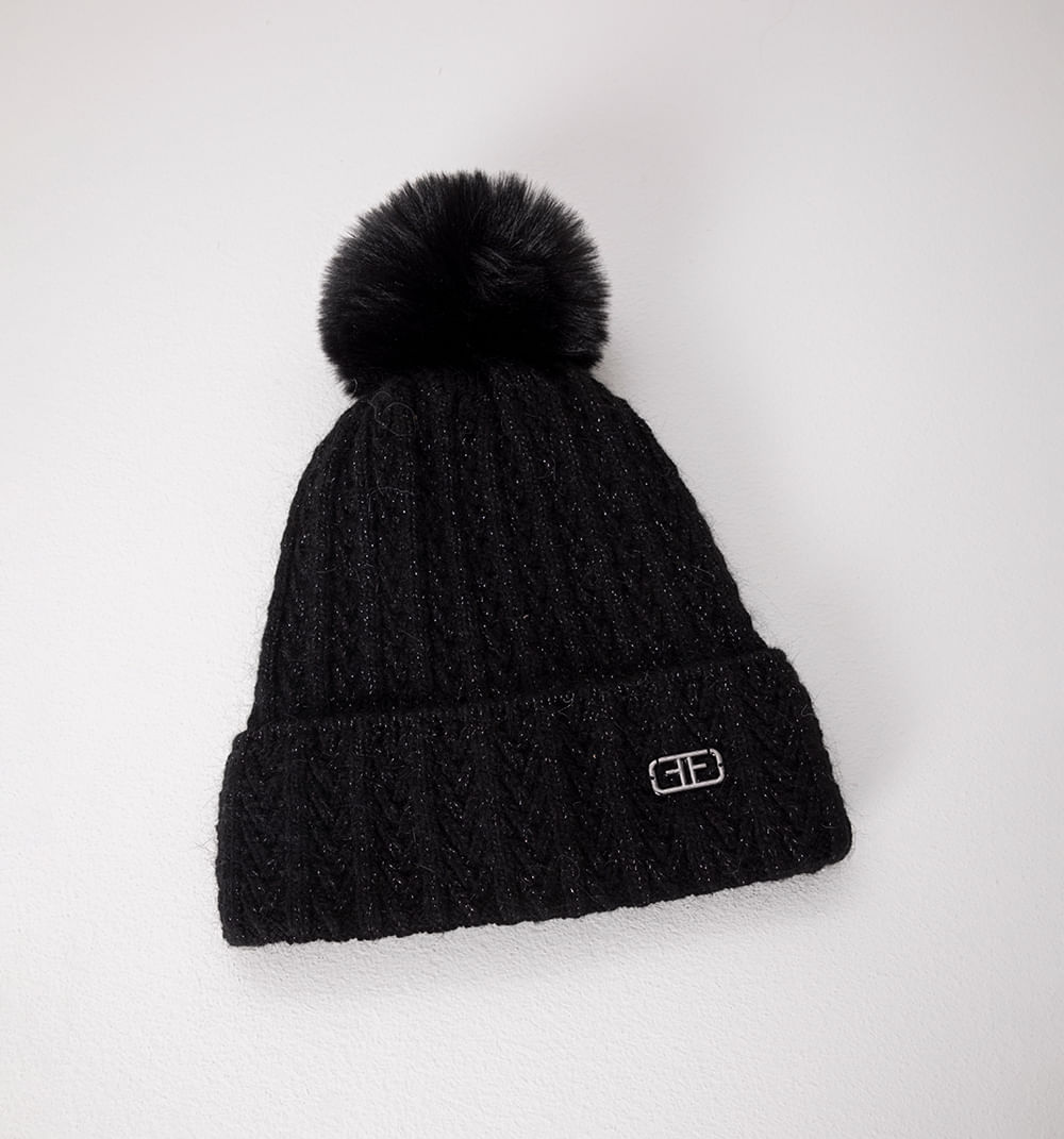 Gorro tejido trenzado con lurex