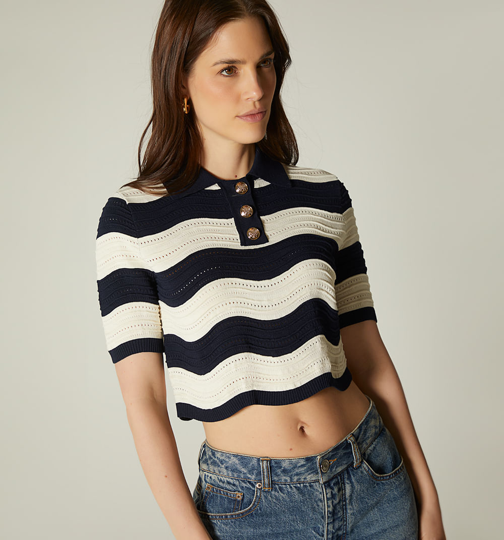 Blusa boxi tipo polo