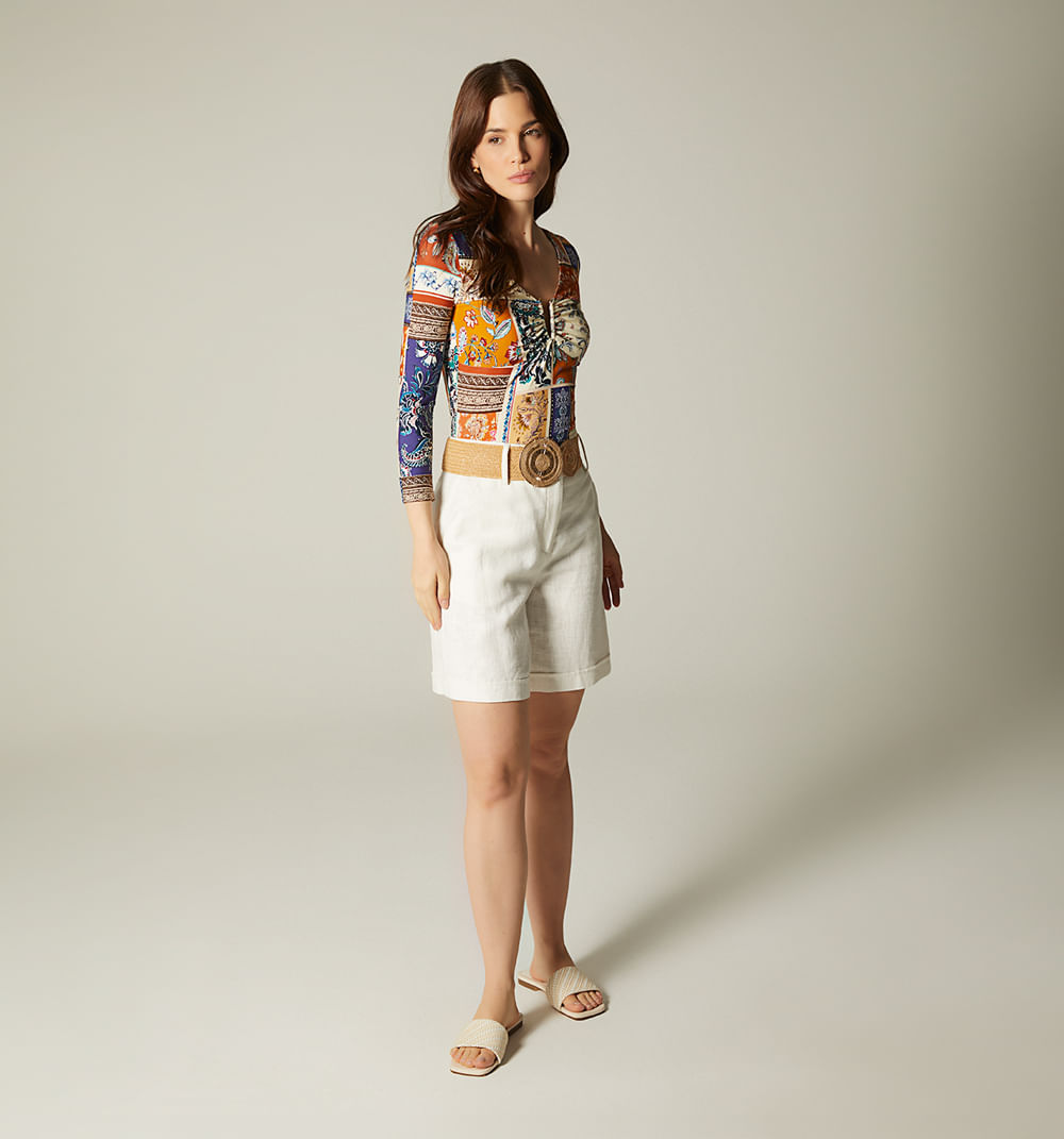 Blusa manga 3/4 con escote profundo