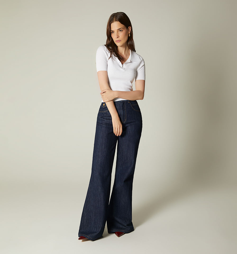 Blusa manga corta  con cuello polo