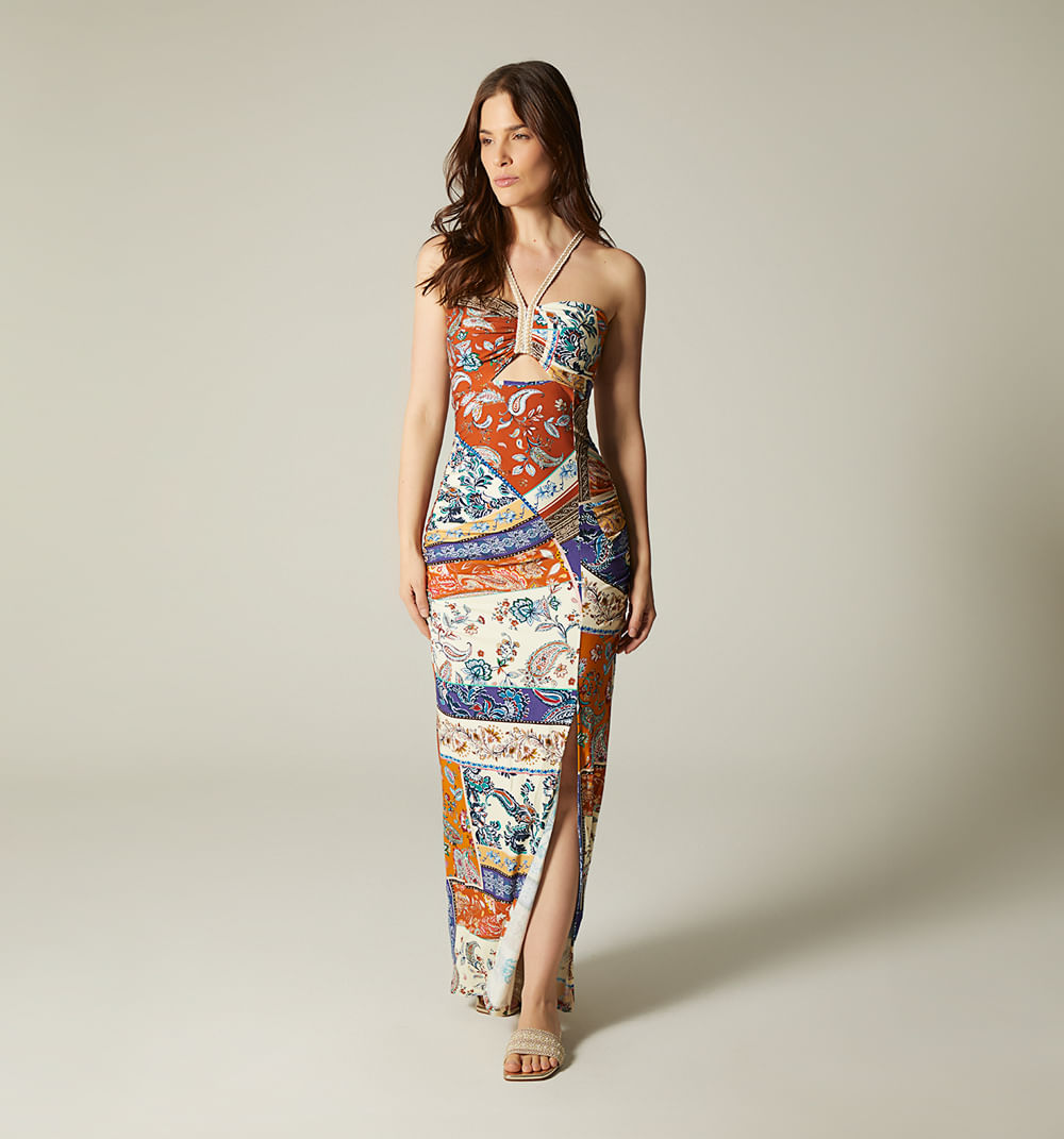 Vestido largo con cruce de tiras en post