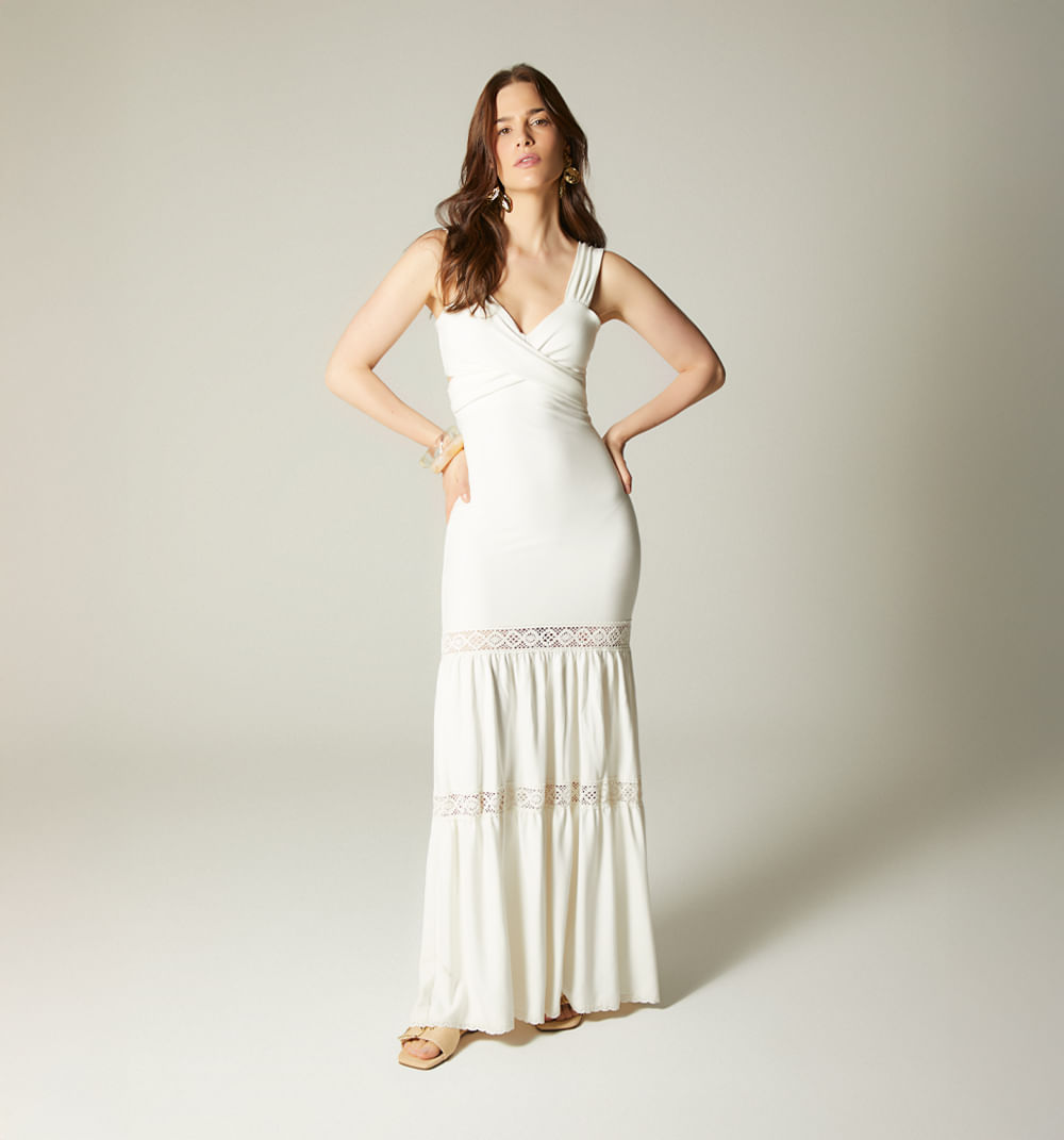 Vestido largo de tiras con cruce en espa