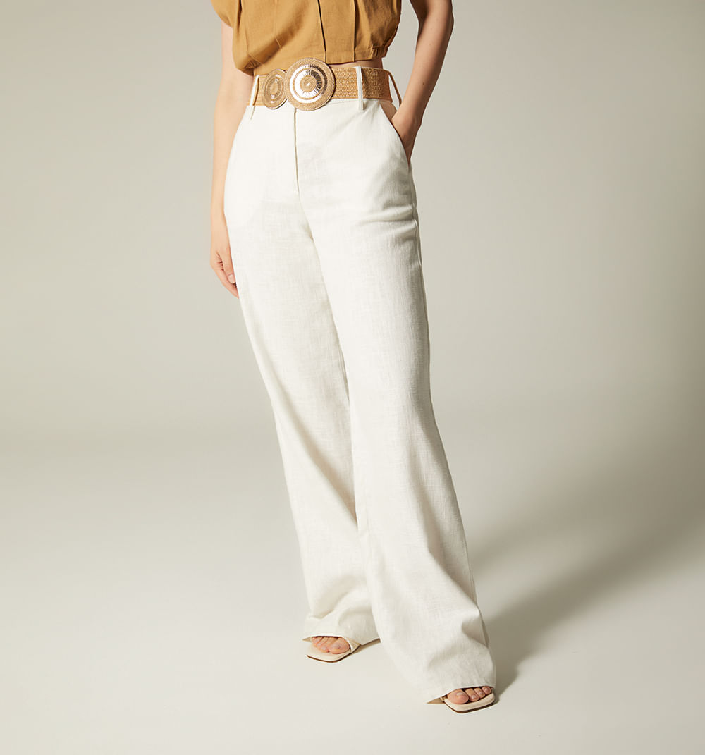 Pantalon palazzo tiro alto con correa