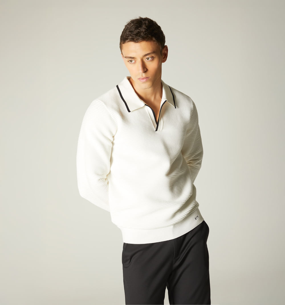 Buzo para hombre tejido ottoman cuello v