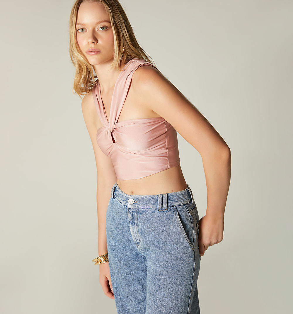 Blusa crop de tiras con entorche