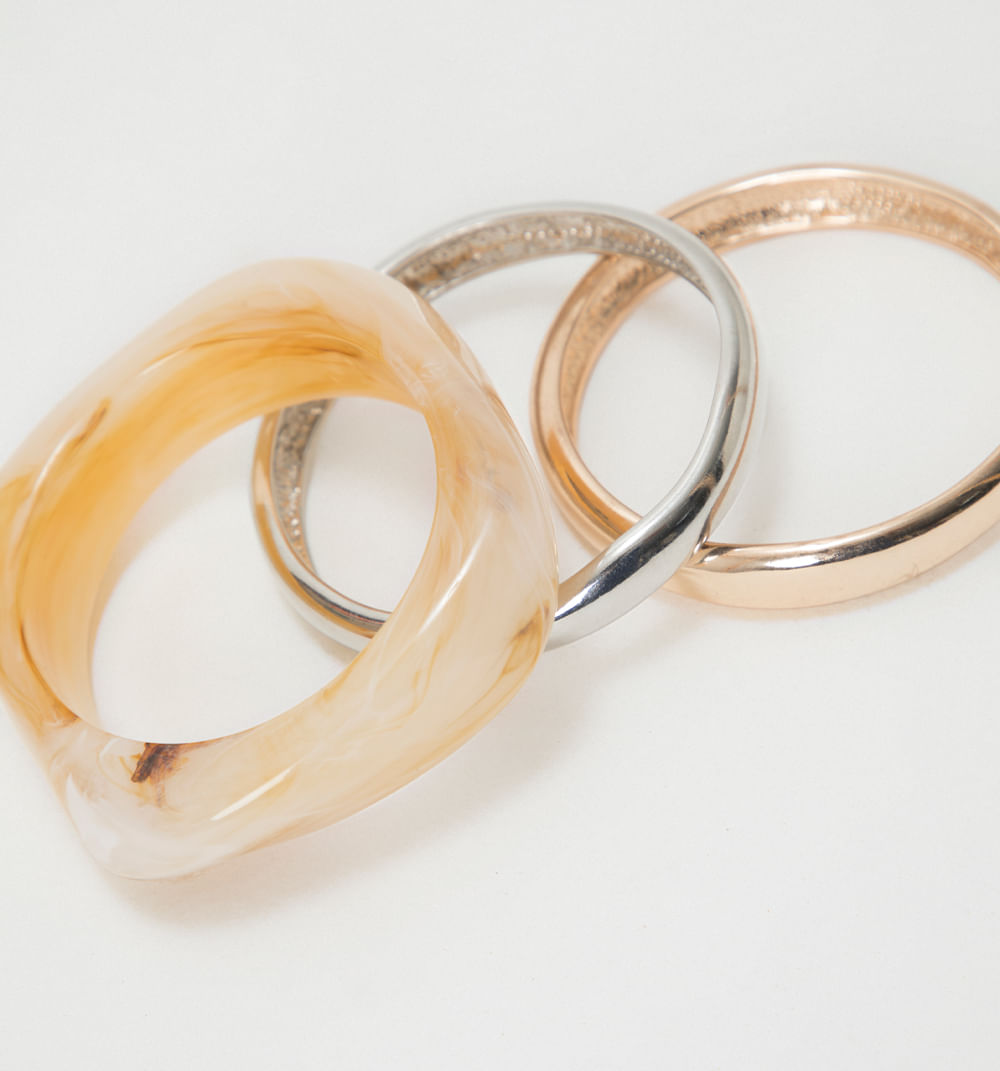 Pulsera metal y resina set x3