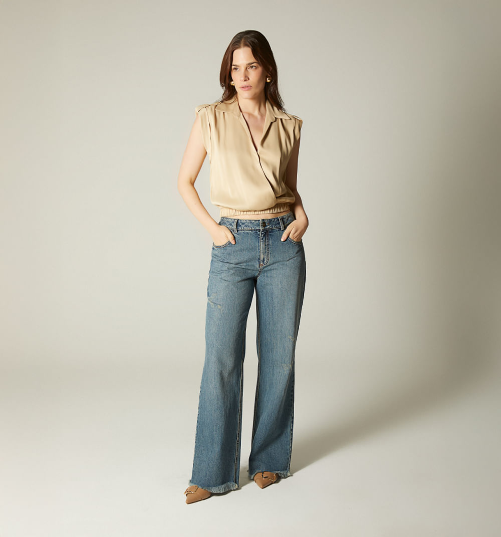 Blusa Manga Corta Con Guardapolvo Y Broc