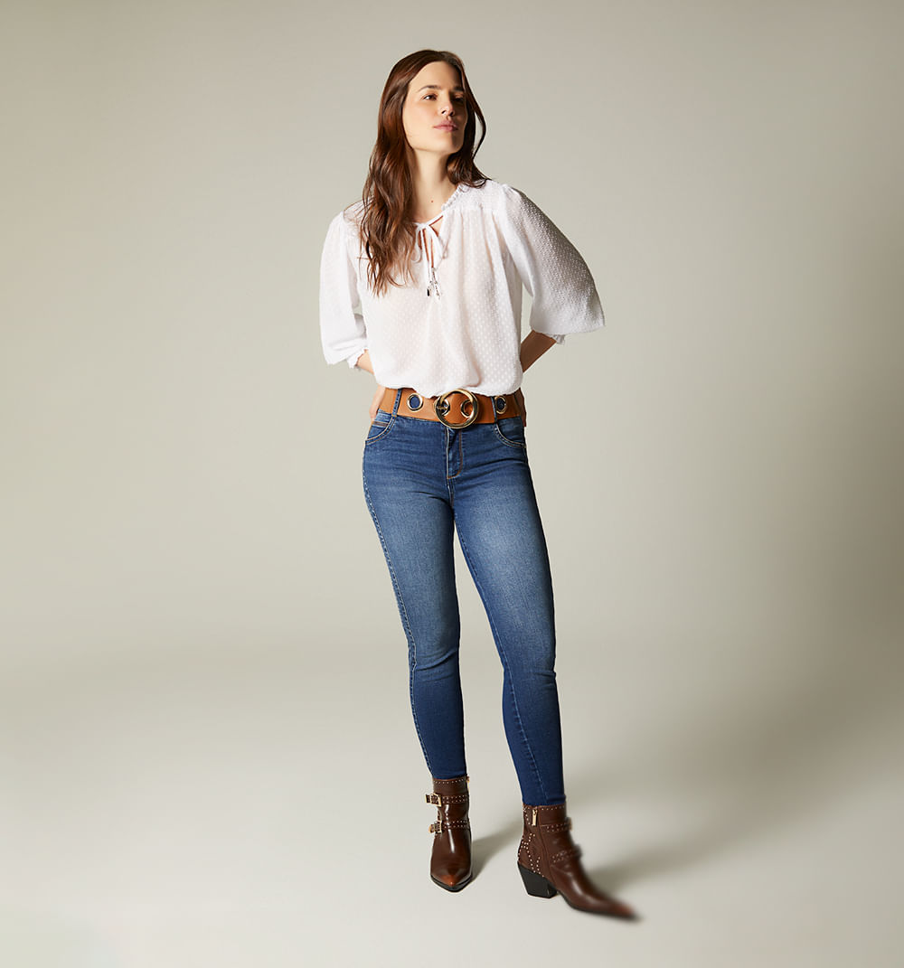 Jean ultraslim pretina ancha correa elas