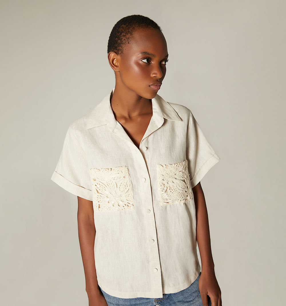 Blusa manga corta espalda abierta