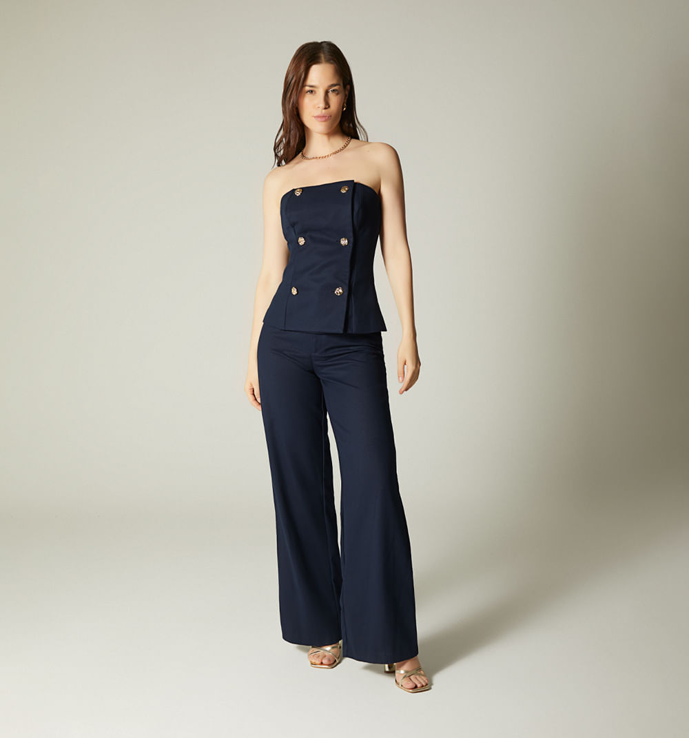 Conjunto pantalon tiro alto blusa strapl