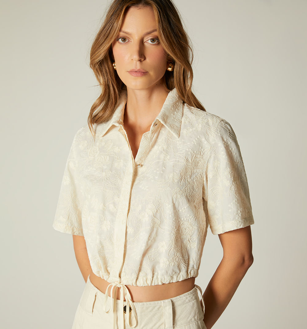 Blusa Corta Manga Corta Hojarota