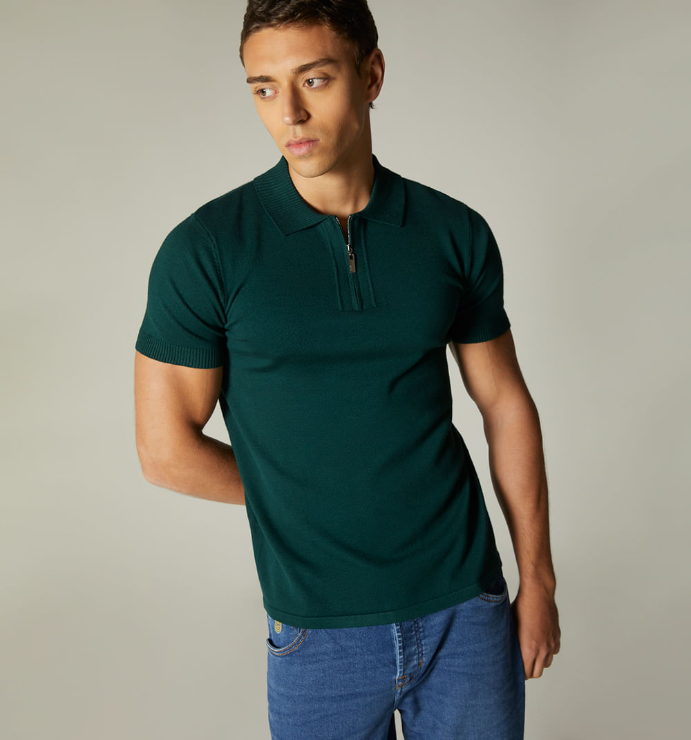 Polo para hombre tejido en rombos con bo