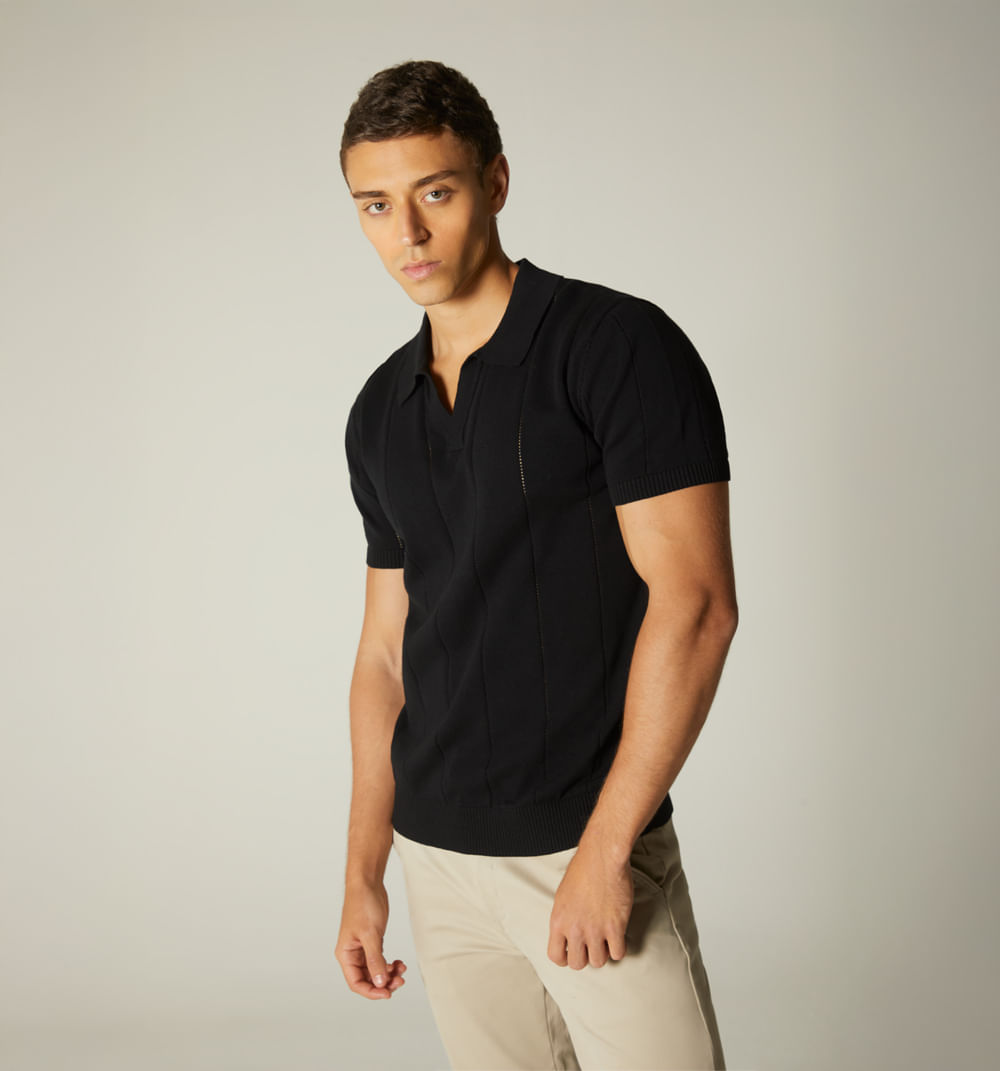 Polo para hombre tejido cuello v