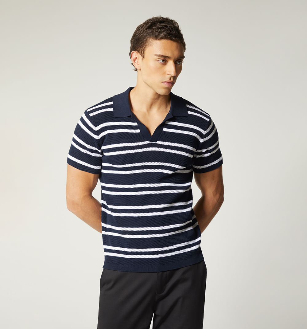 Polo tejido para hombre de rayas