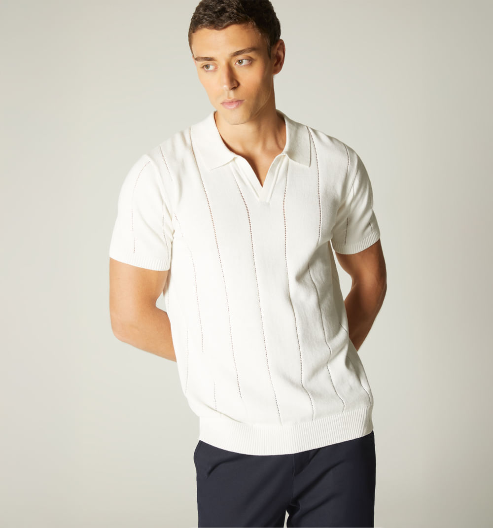 Polo para hombre tejido cuello v