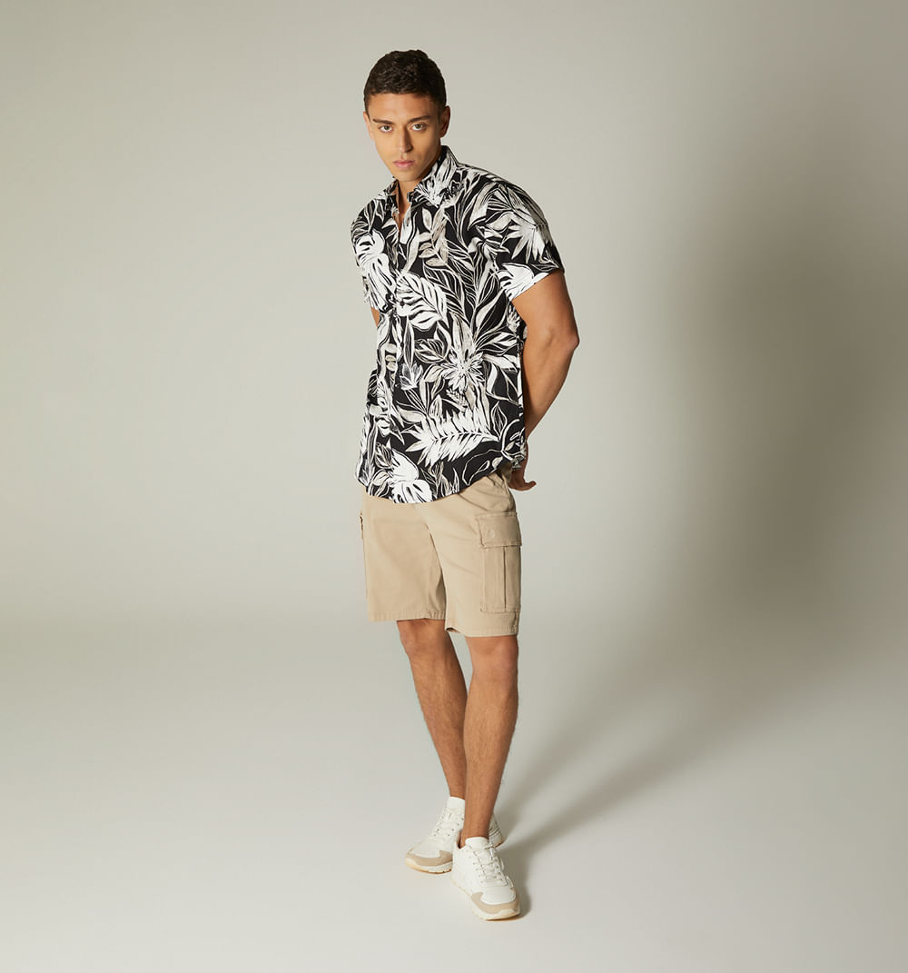 Camisa para hombre estampada en lino