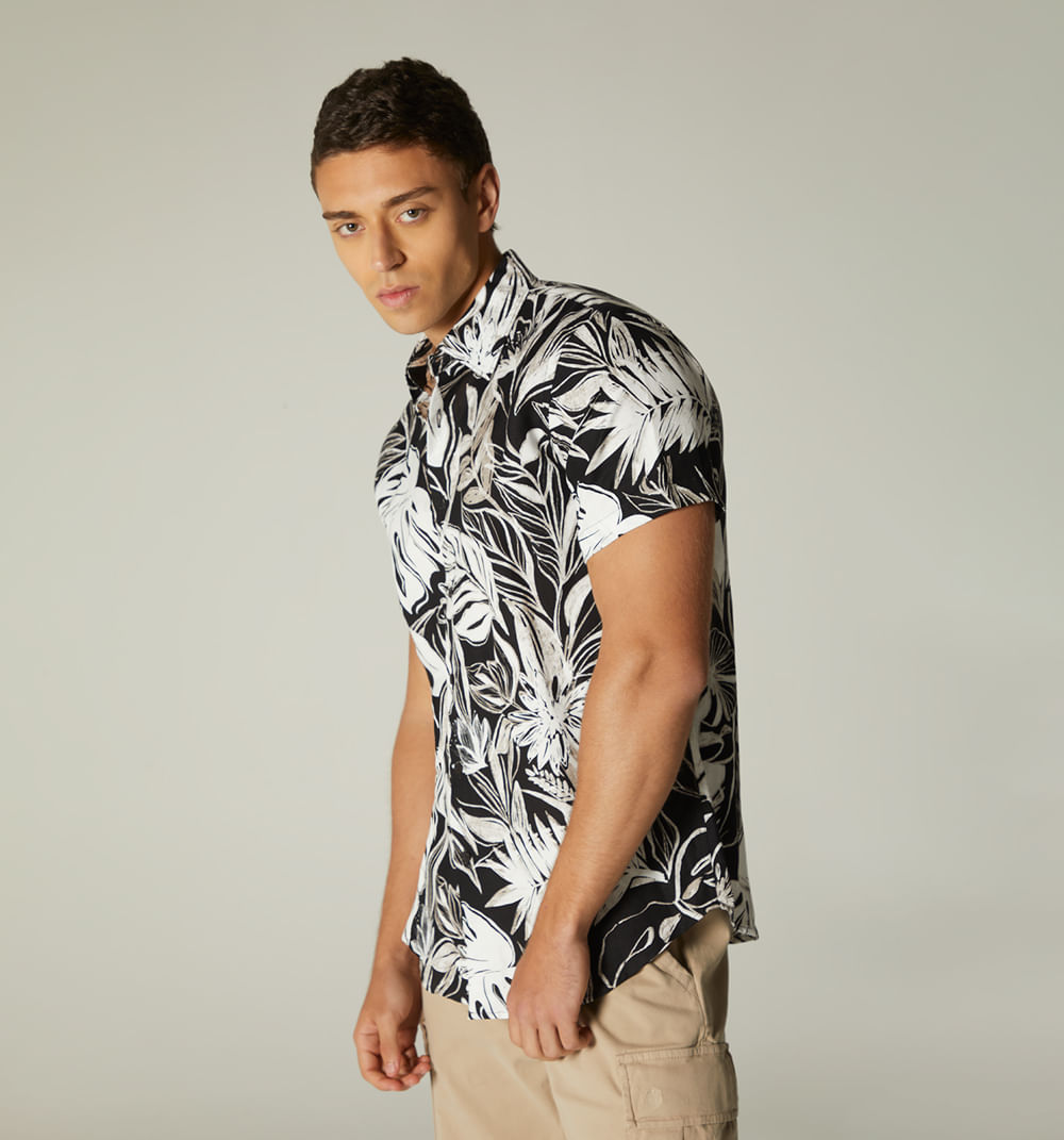 Camisa para hombre estampada en lino