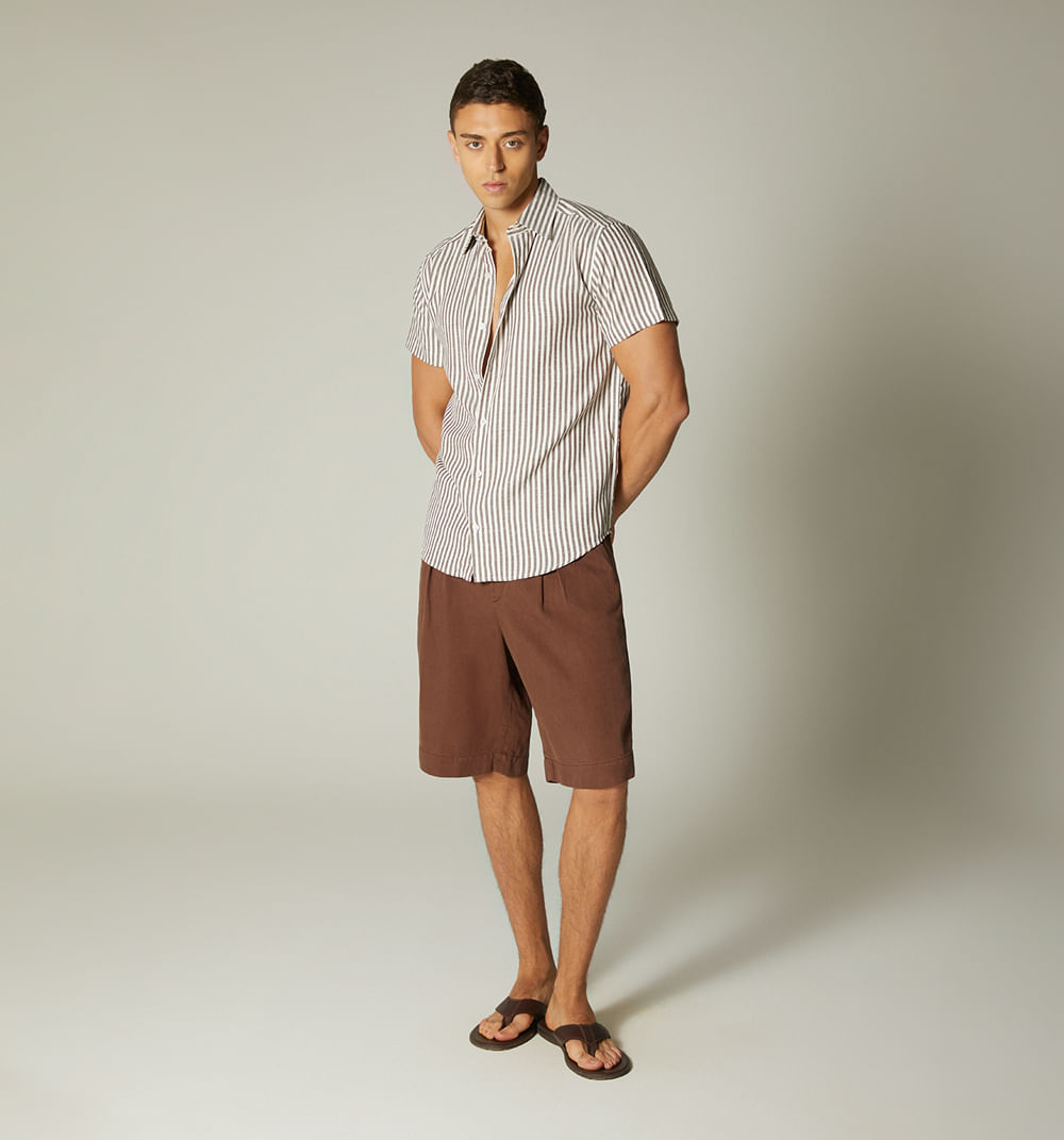 Camisa para hombre de rayas manga corta