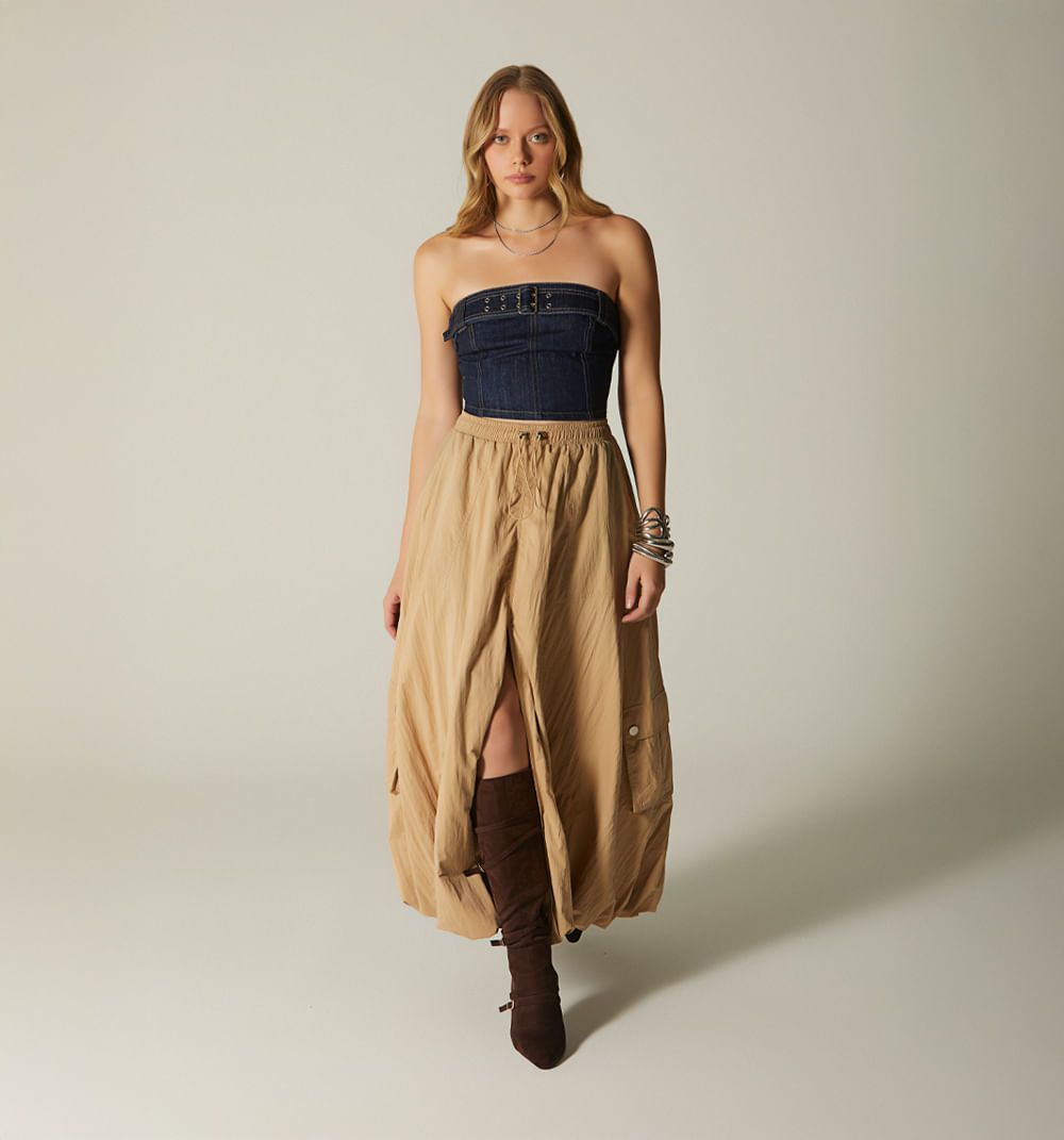 Blusa straple corta, con cinturon misma