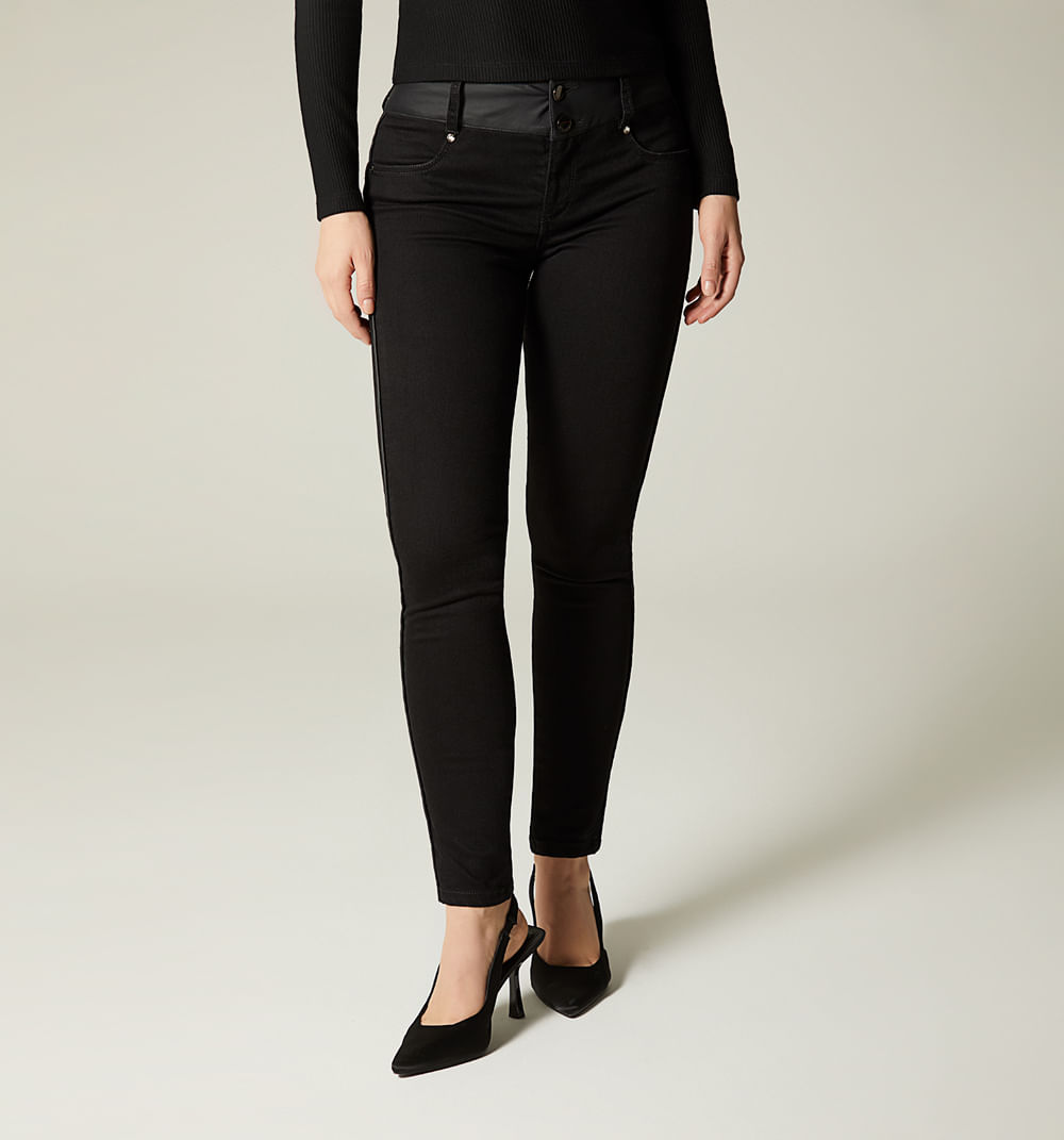 Jean ultraslim tiro medio cierres combinacion pu para mujer