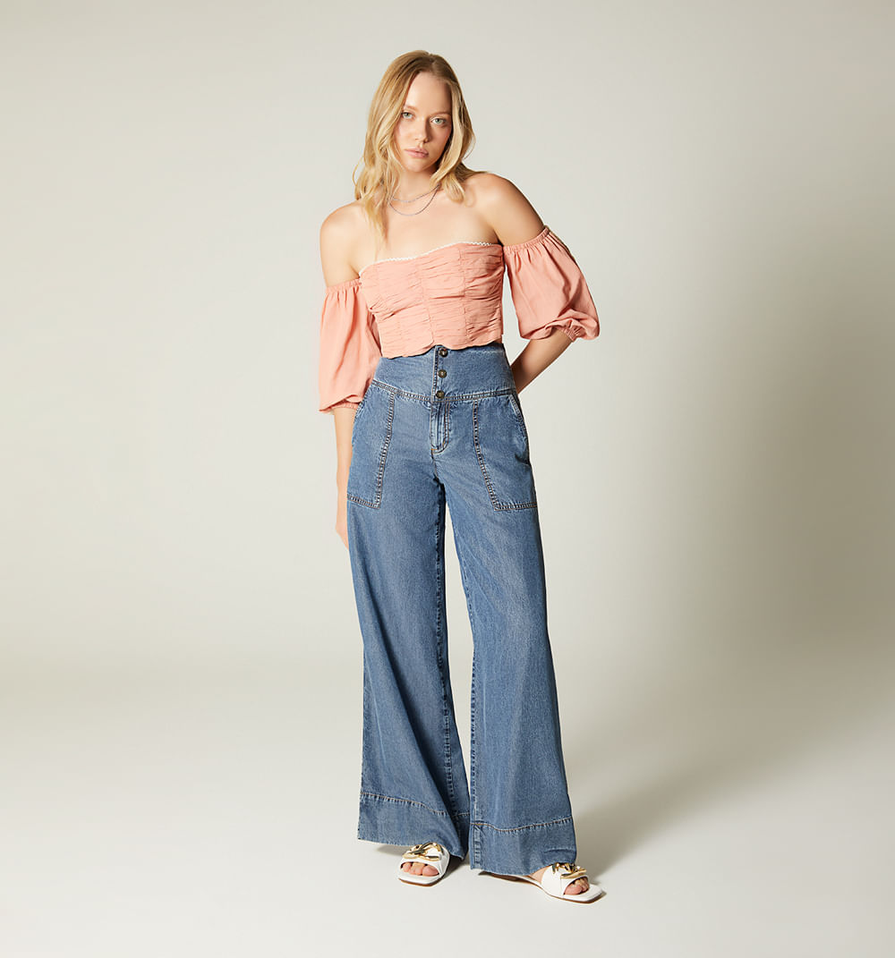 Blusa manga corta con amarre
