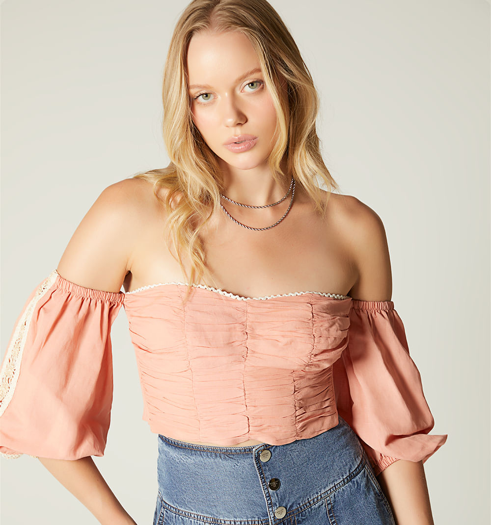 Blusa manga corta con amarre