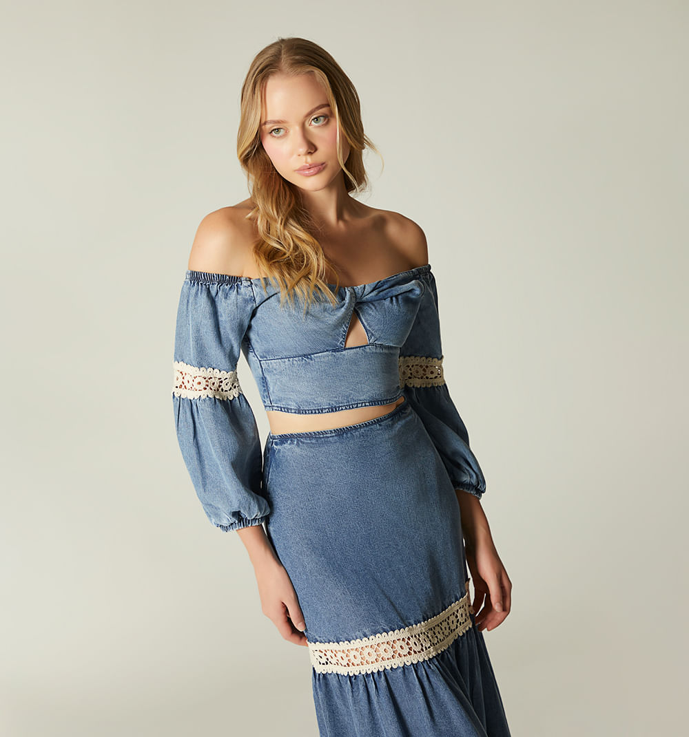 Blusa manga 3/4 romantica para mujer