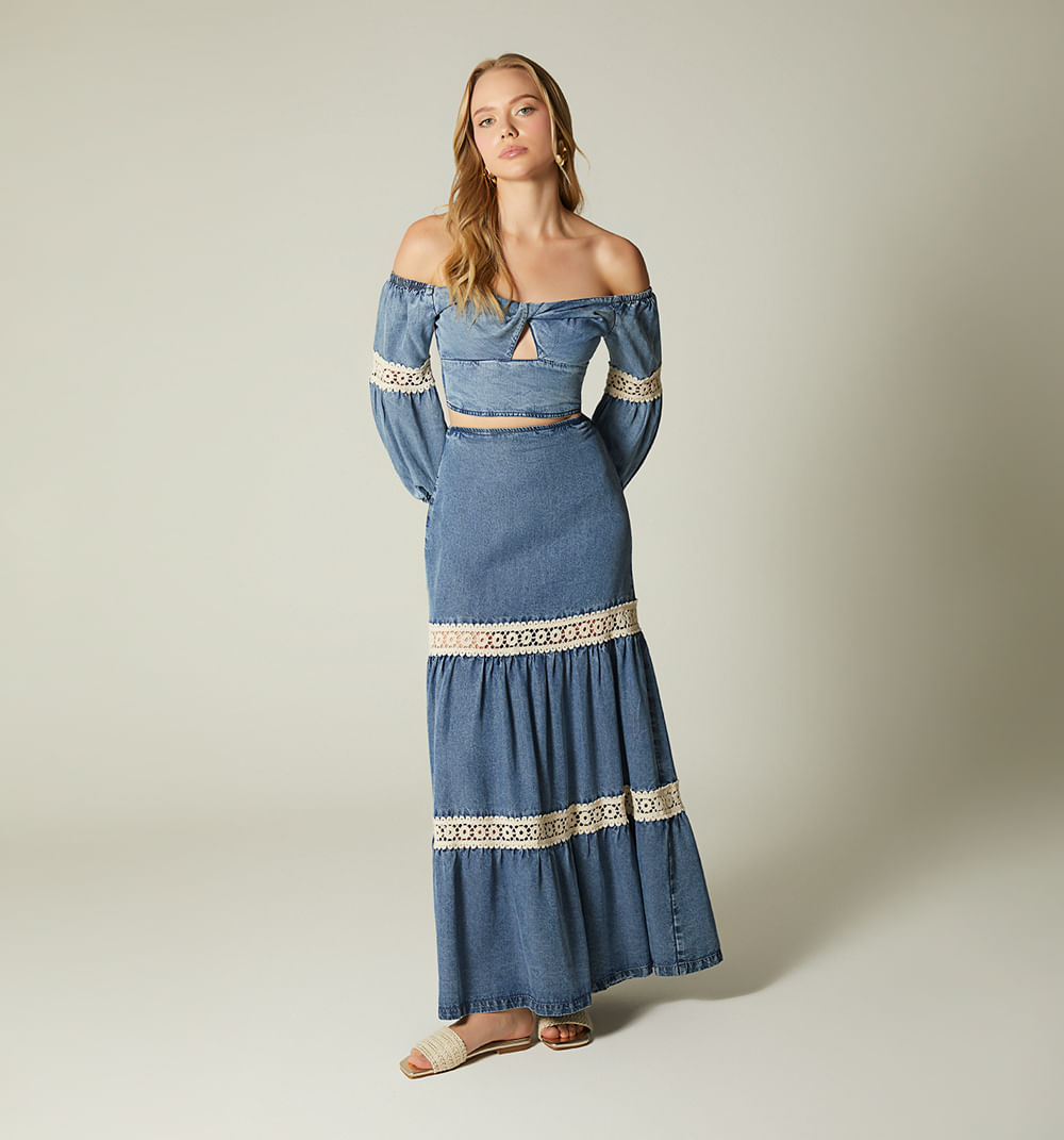 Falda larga en tiempos romantica para mu