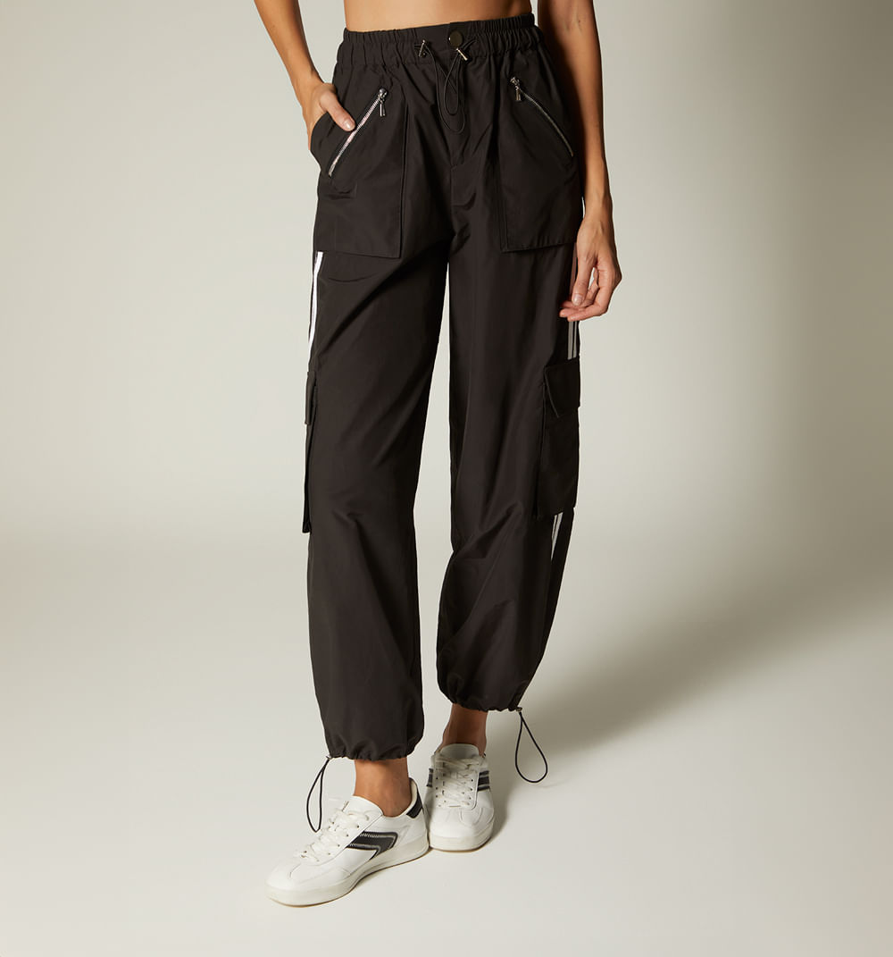 Pantalon tiro alto cinta laterales