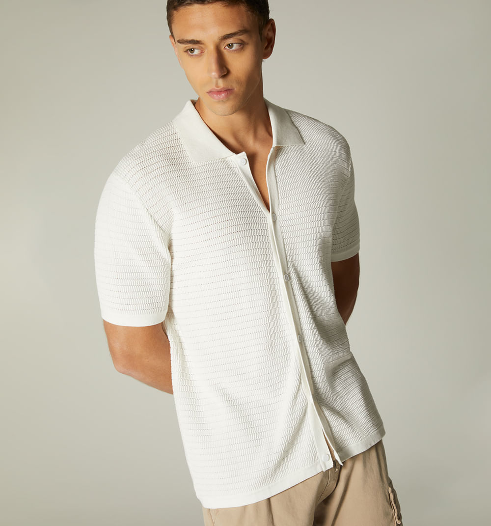 Camisa regular fit tejida para hombre con textura