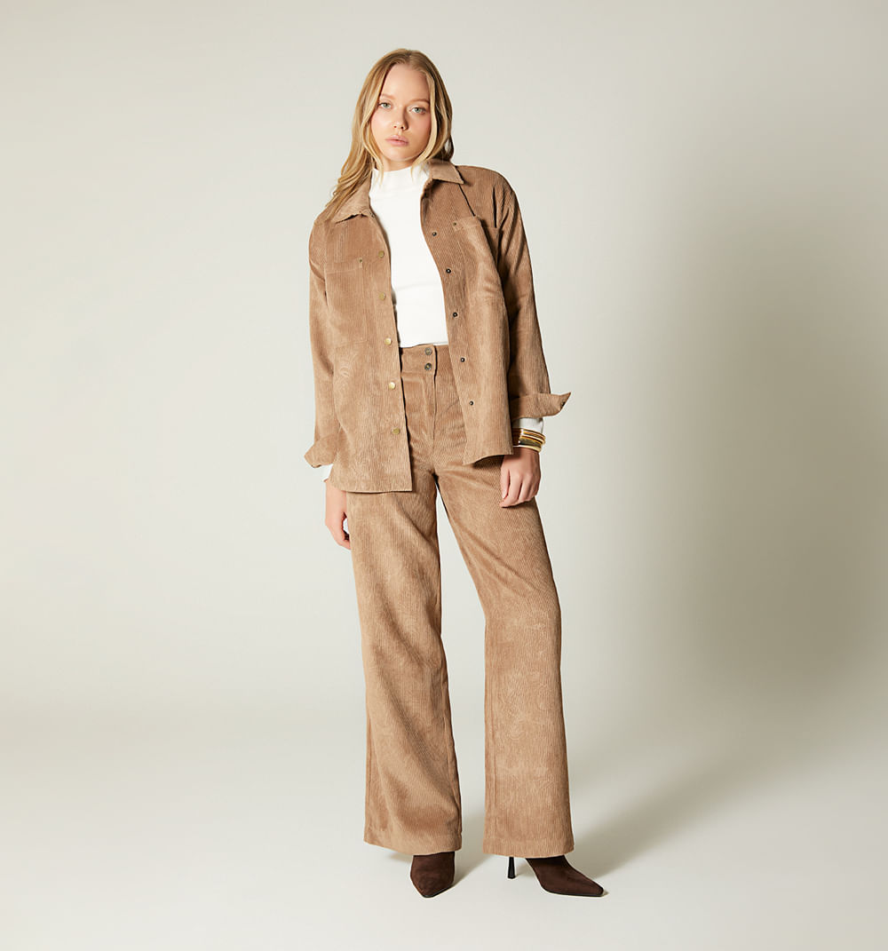 Blusa camisera con bolsillos para mujer