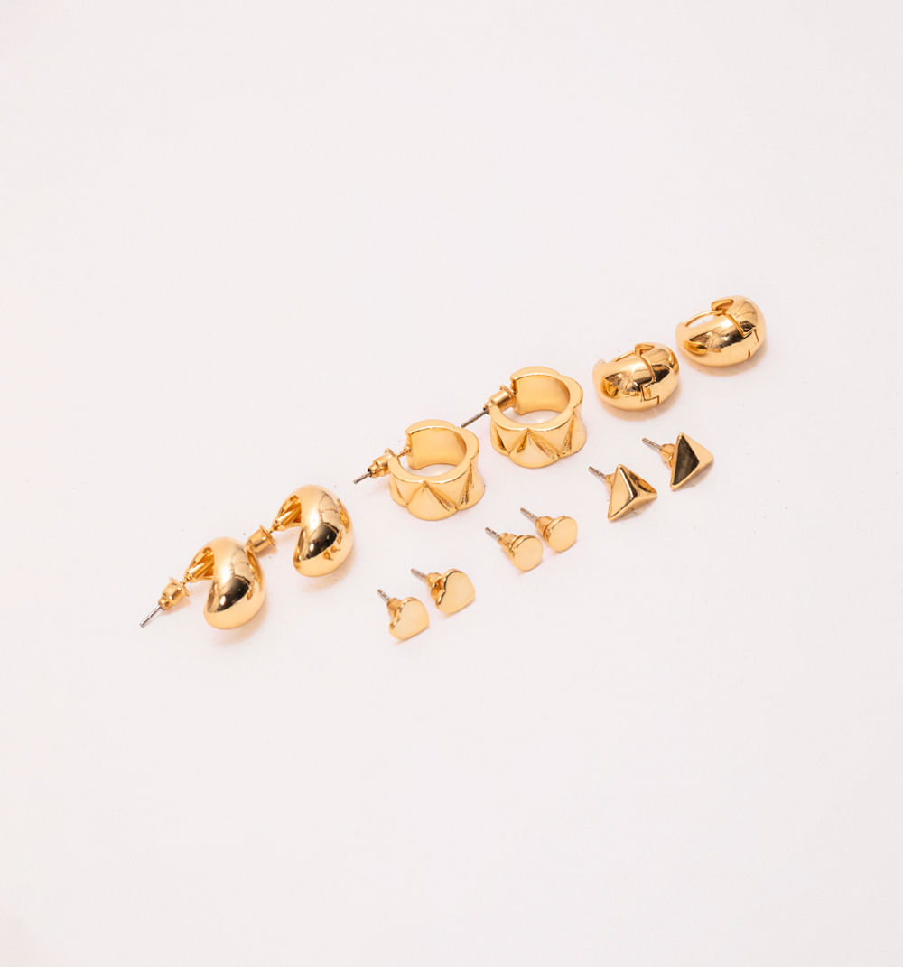 Aretes baño oro set x6