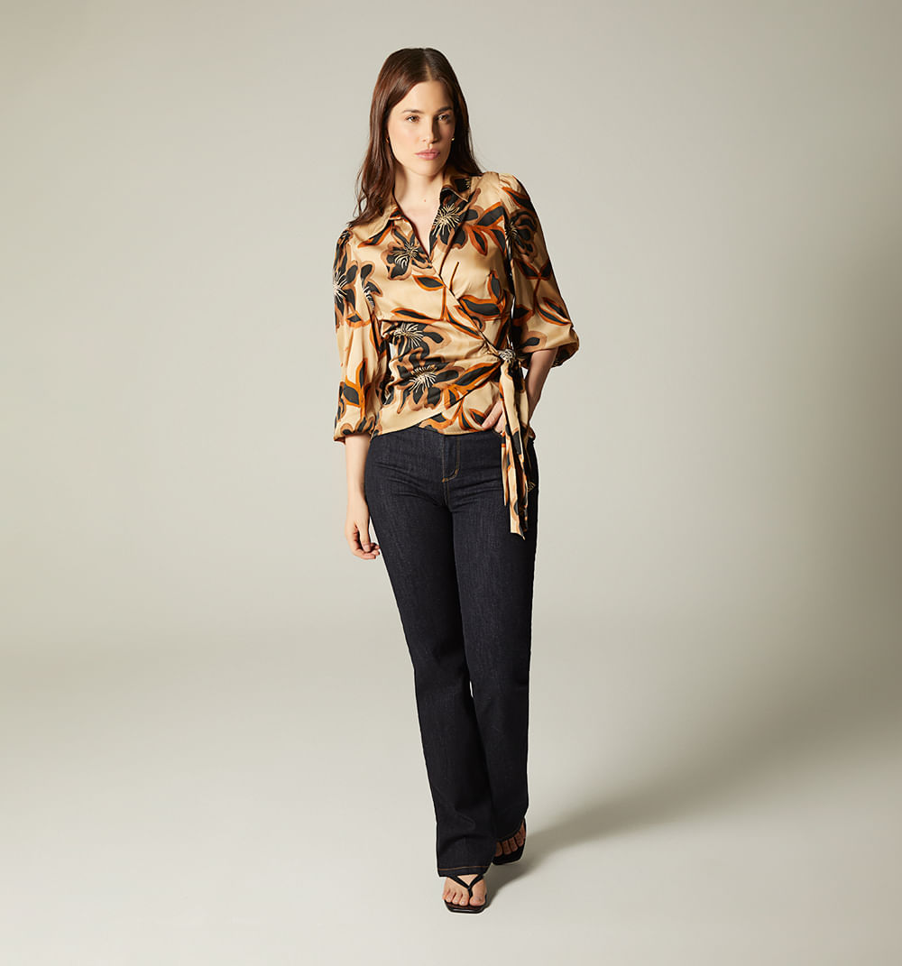Blusa cruzada manga larga