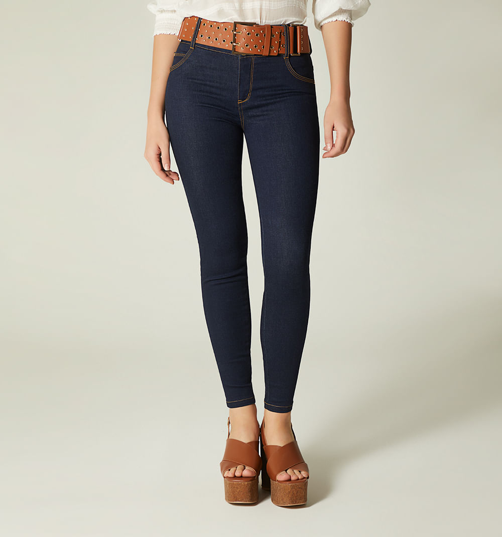 Jean ultraslim tiro alto correa elastica