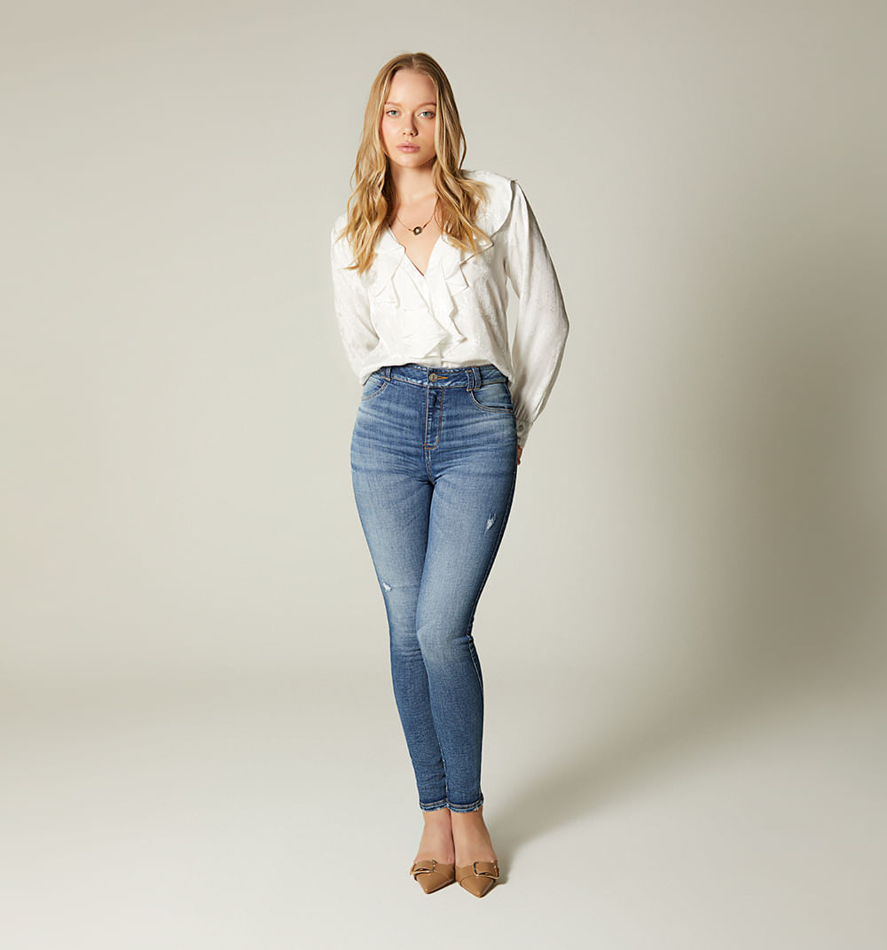 Jean skinny tiro super alto para mujer