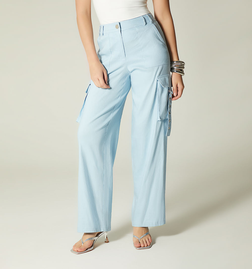 Pantalon tiro alto cargo